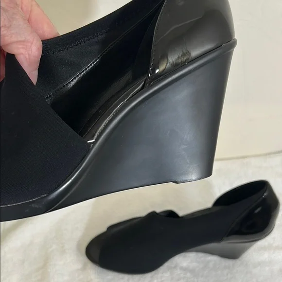 Calvin Klein Black Wedges Polished Elegance - Picture 3 of 3
